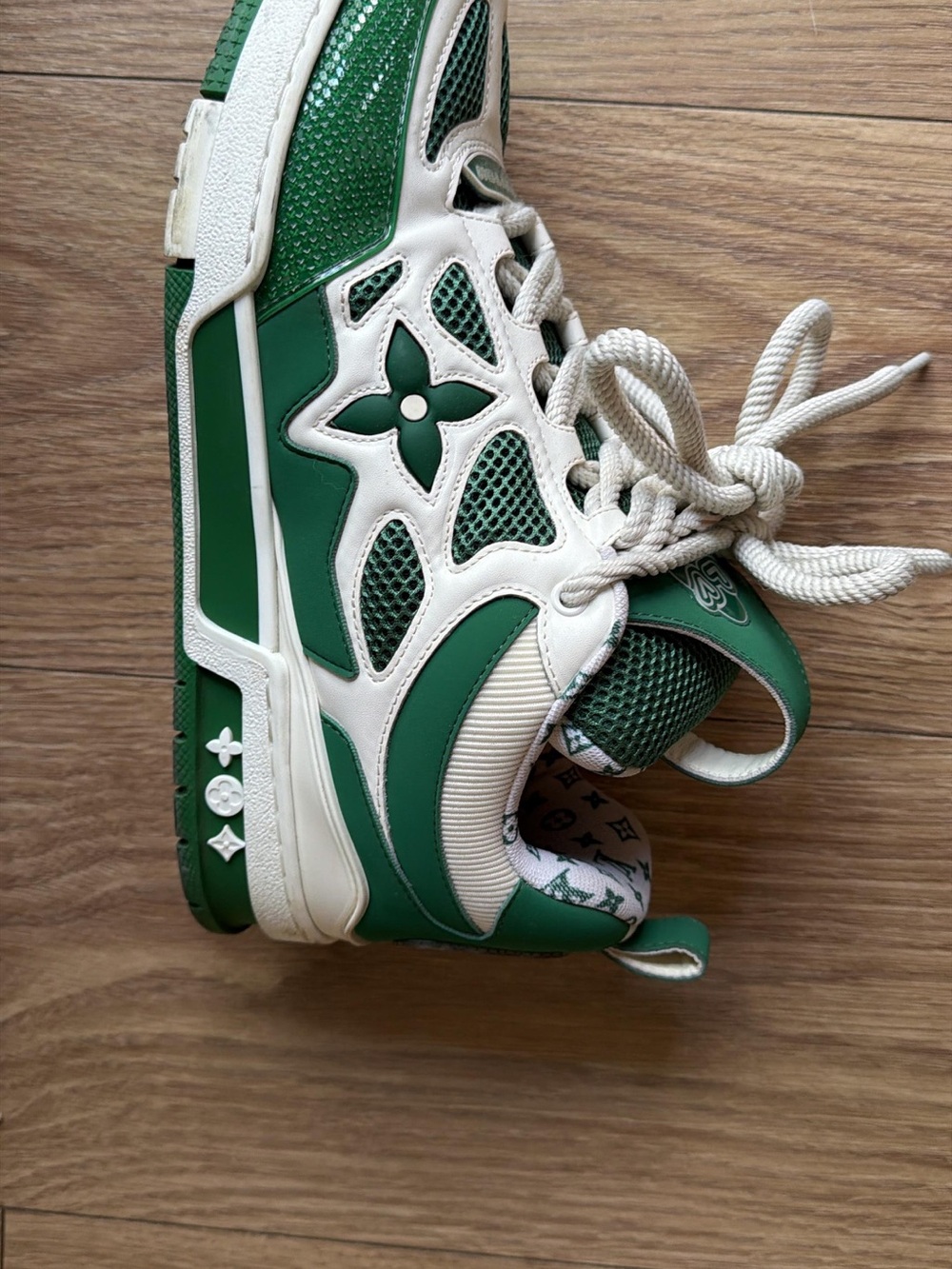 Louis Vuitton Green & White Monogram Trainer Sneaker